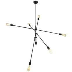 Dainolite 6-Lights 360W Matte Black Cord Pendant